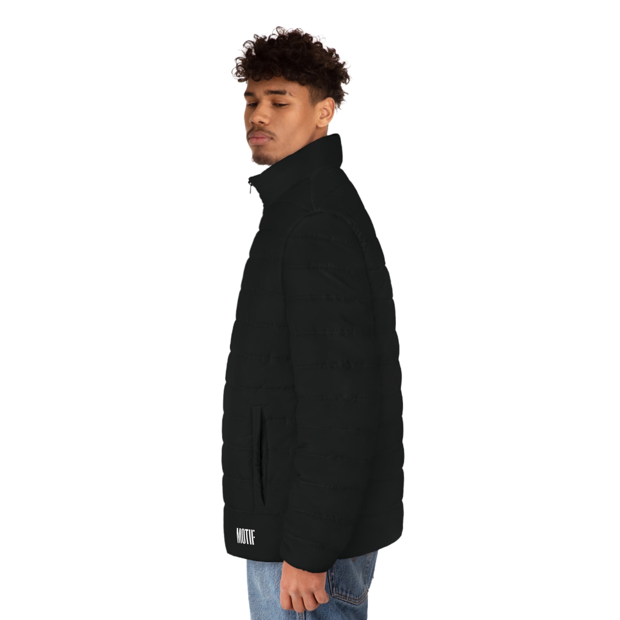 Men's Black Puffer Jacket - Quilted Lightweight Winter Coat