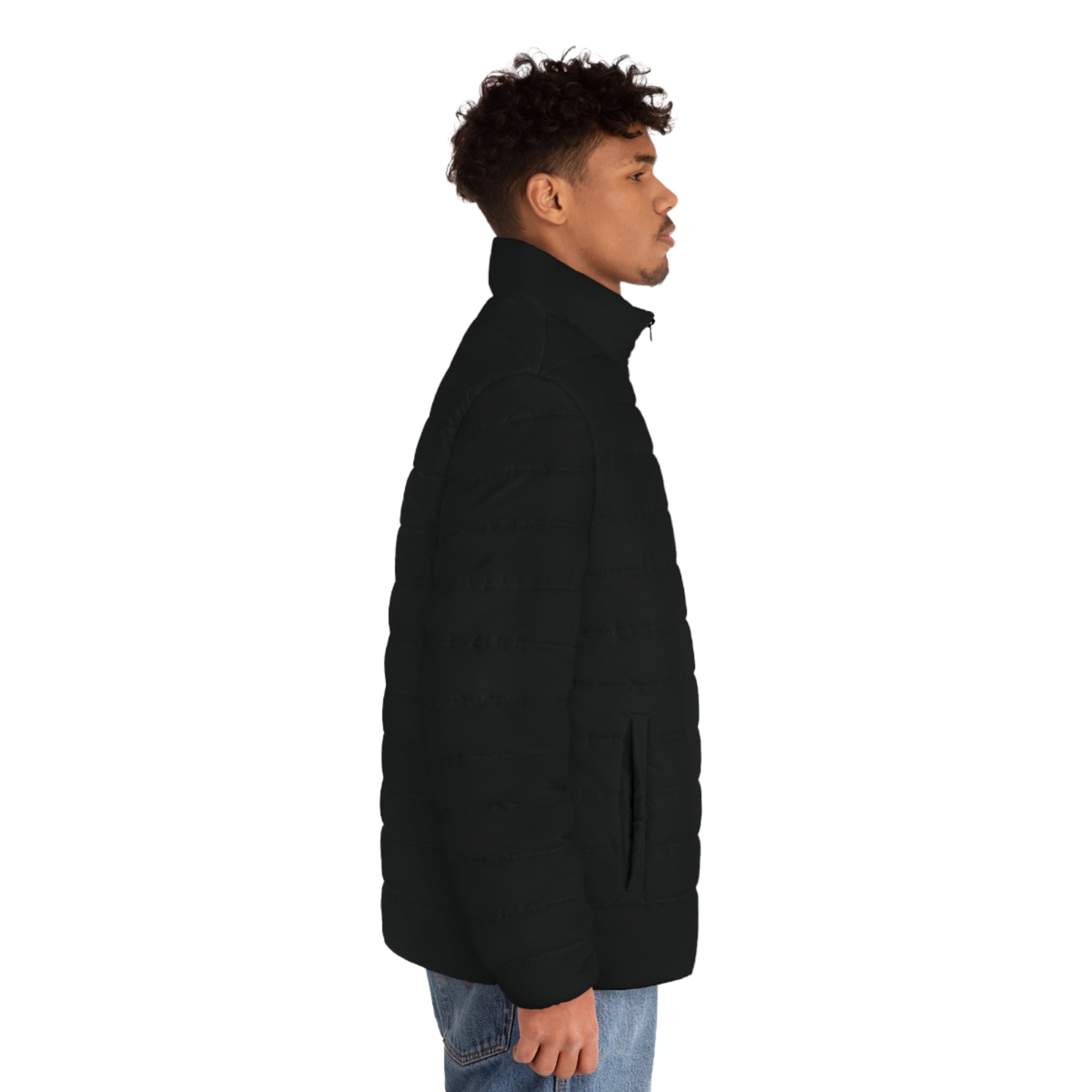 Men's Black Puffer Jacket - Quilted Lightweight Winter Coat
