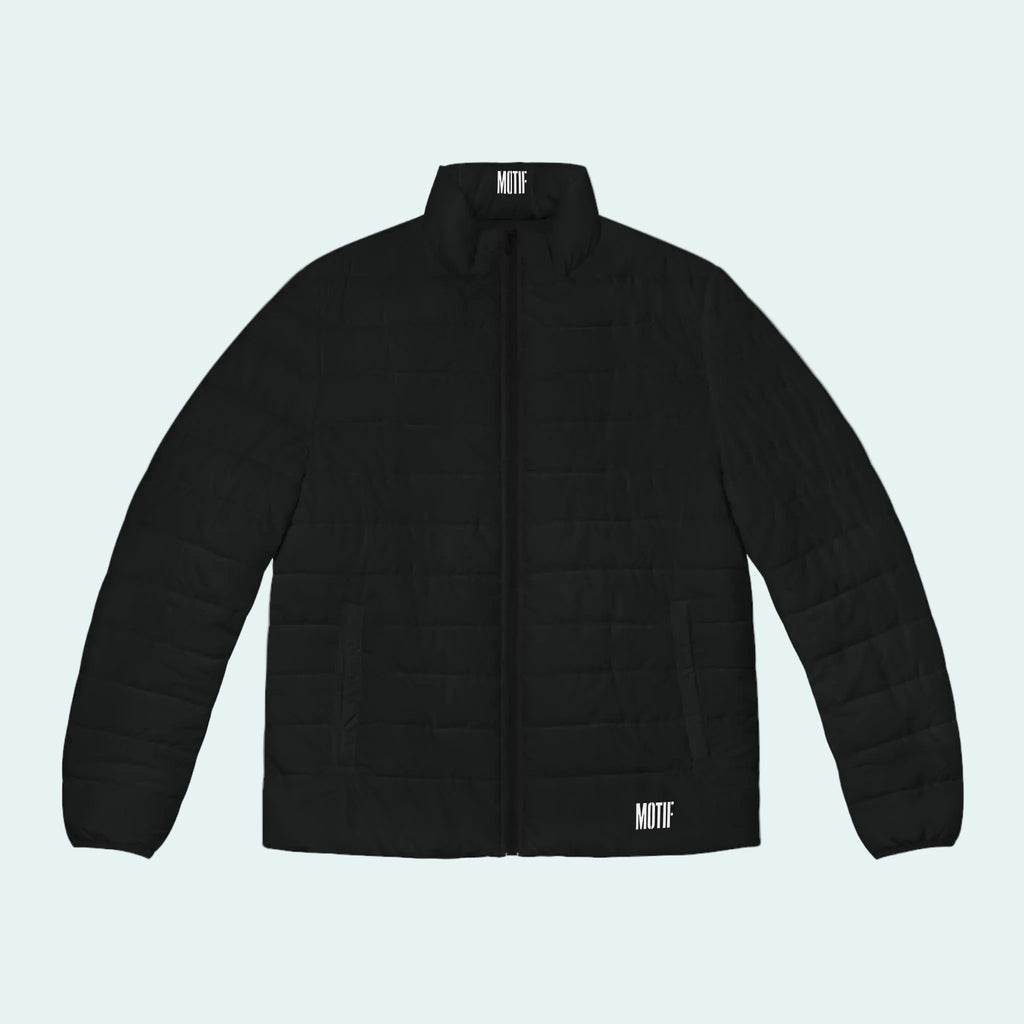 Men's Black Puffer Jacket - Quilted Lightweight Winter Coat