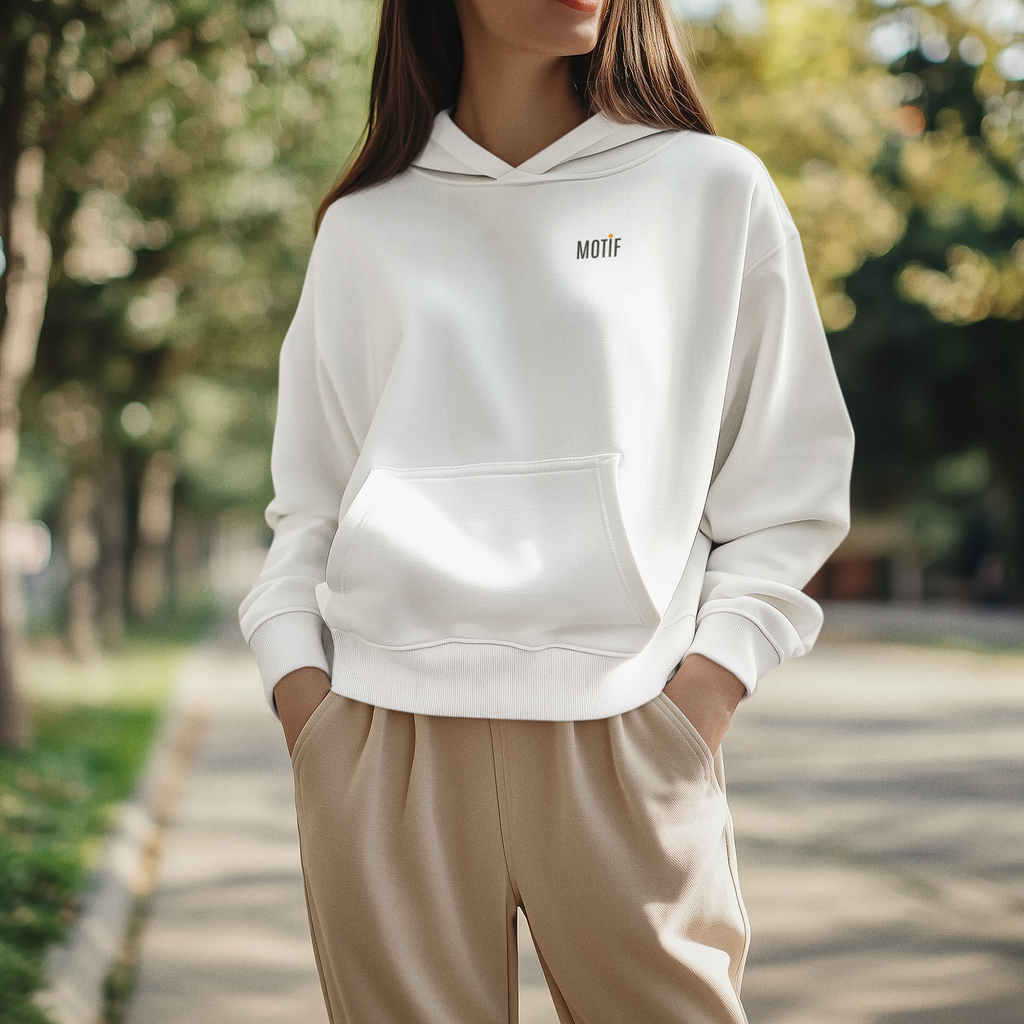 Motif  Embroidered Organic Hoodie