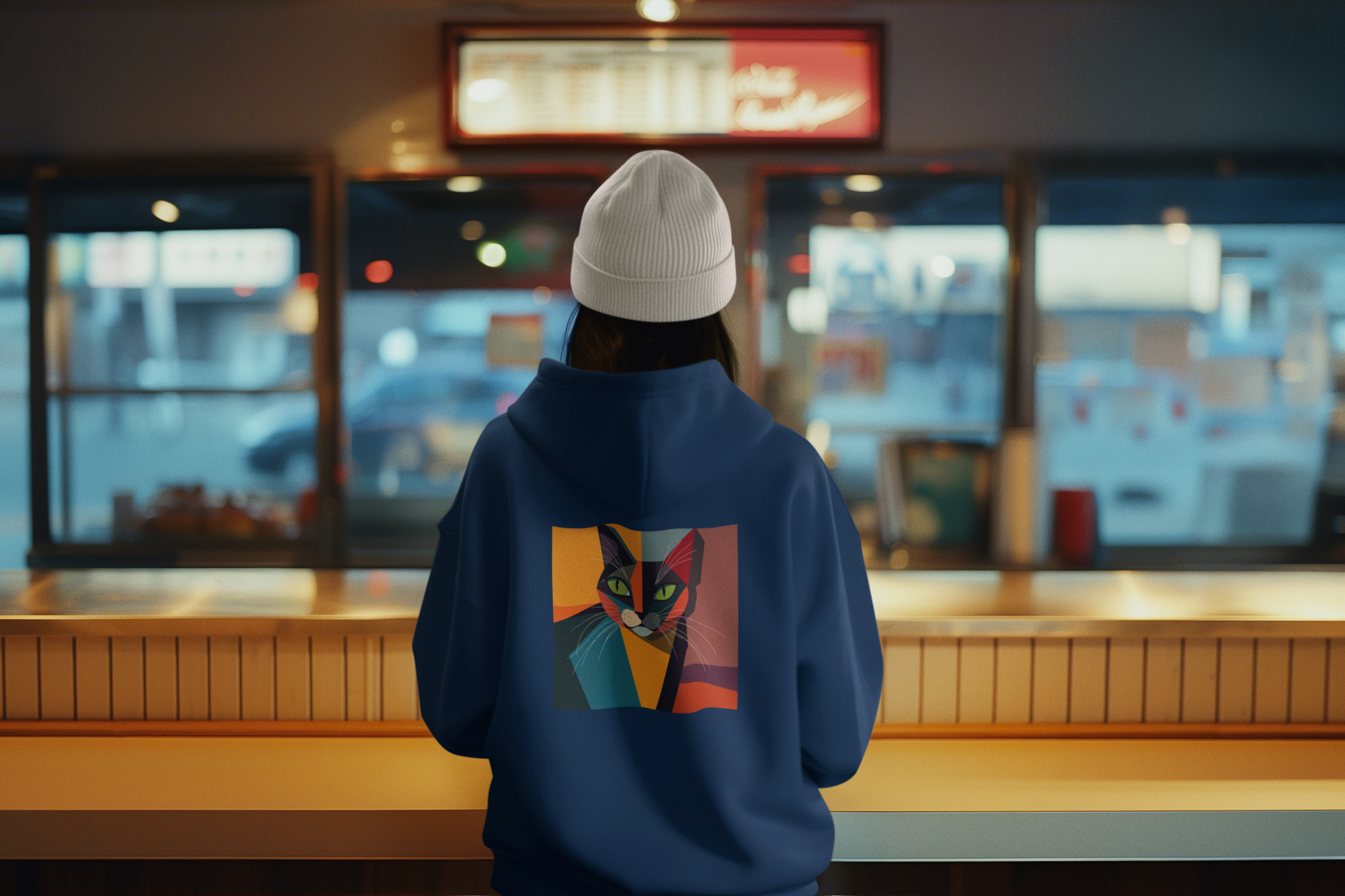 Abstract Cat Organic Hoodie