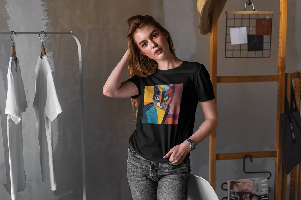 Abstract Cat Organic Cotton T-Shirt